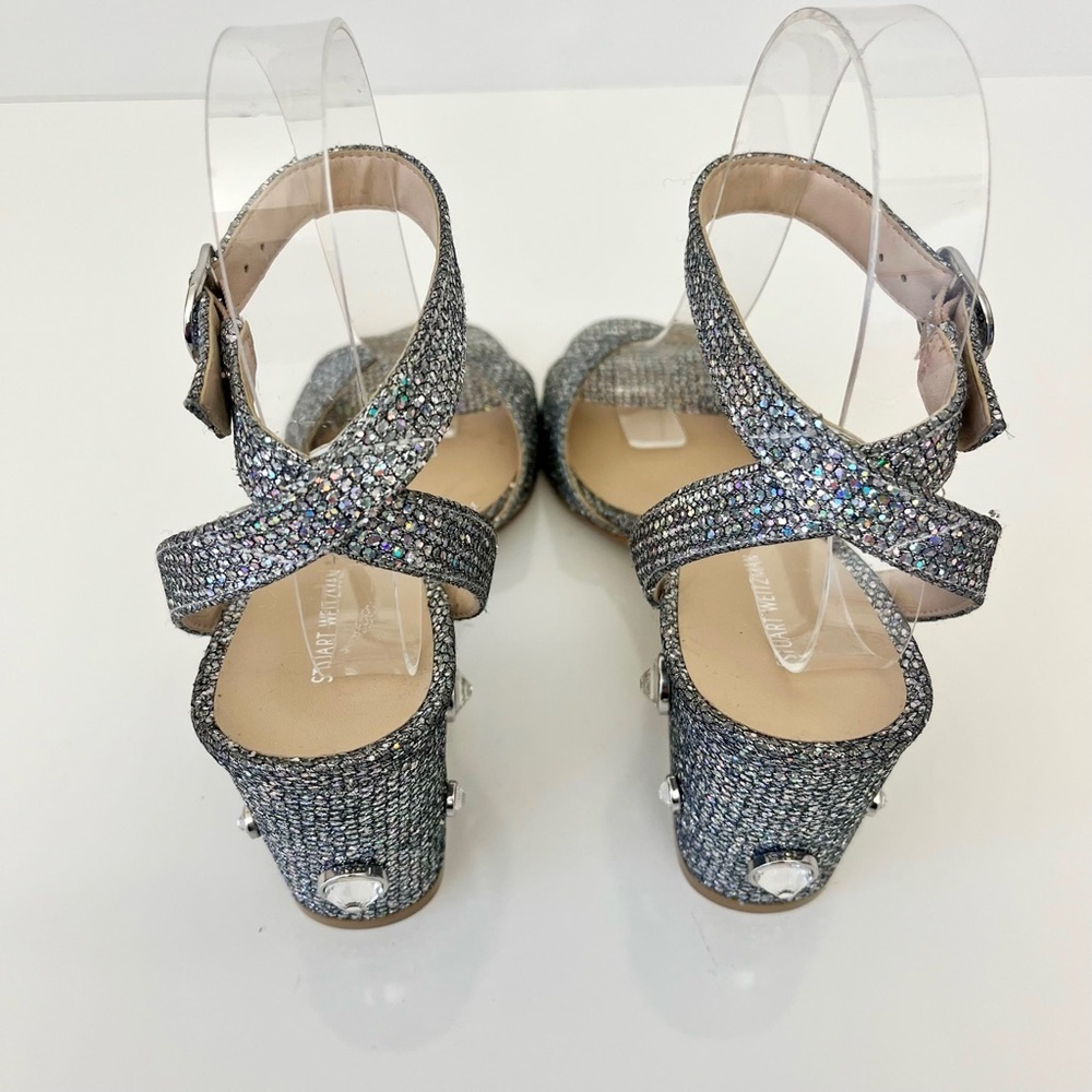 STUART WEITZMAN Alshn Crystal Embellished Block Heel Sandal in Aurora - Picture 9 of 16